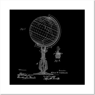 Geographical Globe Vintage Patent Hand Drawing Posters and Art